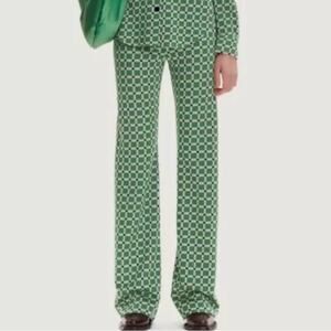 Stine Goya Marc Pants Womens Small Green Retro Check Pull On Trousers